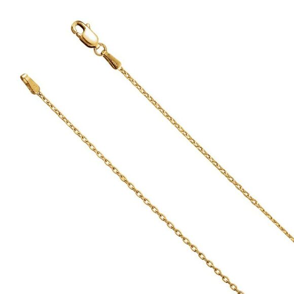 1.5mm 14k Yellow Gold Solid Cable Chain Lobster Clasp 16 Inch Necklace